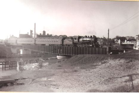 M&NE 325 With Passenger Train Crossing Manistee Swing Bridge